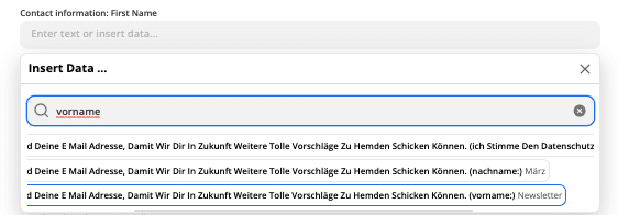 Einstellen der Kontakteigenschaft Vornamen über Zapier für Hubspot