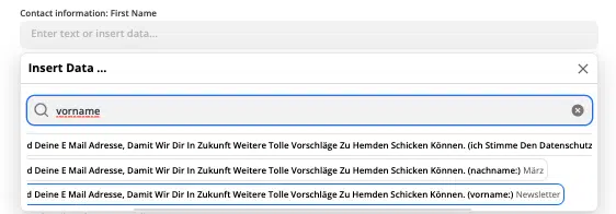 Einstellen der Kontakteigenschaft Vornamen über Zapier für Hubspot