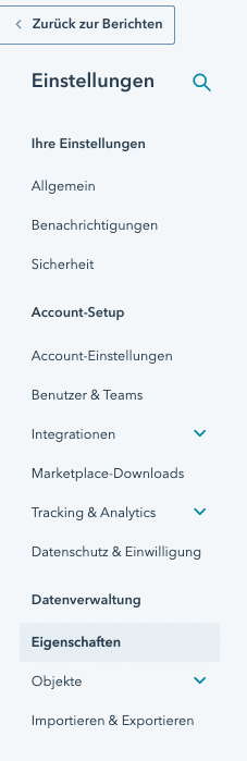 Kontakteigenschaften öffnen in Hubspot