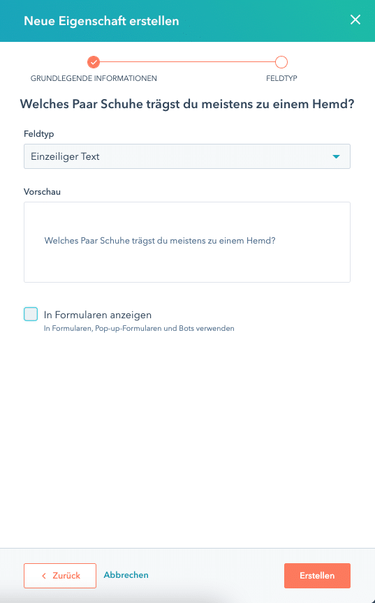 Neue Eigenschaft in Hubspot erstellen Schritt 2