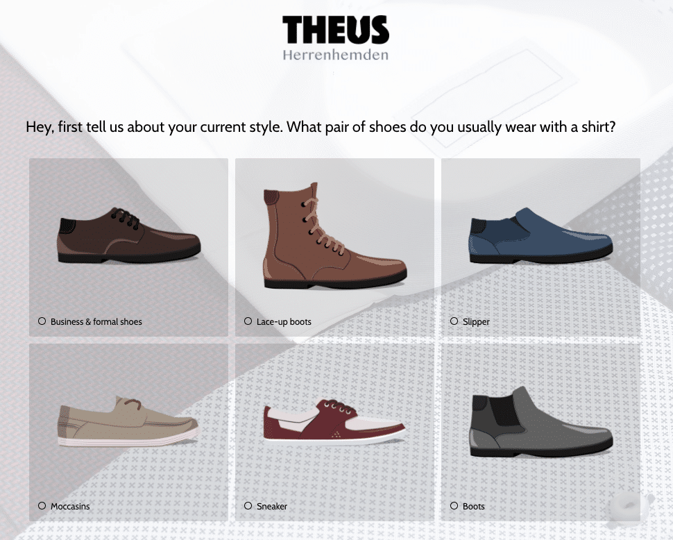 Quiz question Which pair of shoes do you usually wear with a shirt