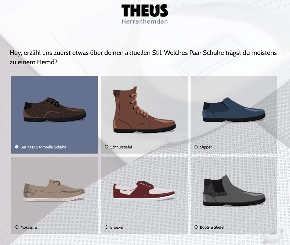 Quizfrage Welches Paar Schuhe trägst du meistens zu einem Hemd
