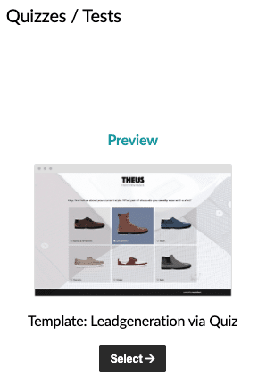 Select Lead Generation via Quiz Template in easyfeedback