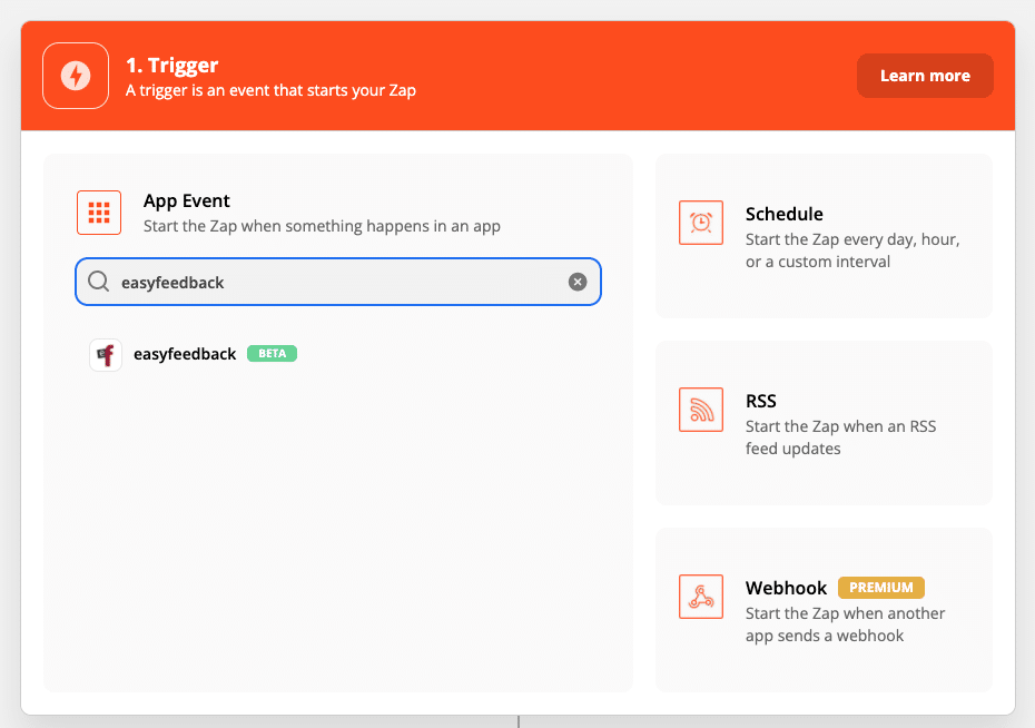 Select trigger easyfeedback