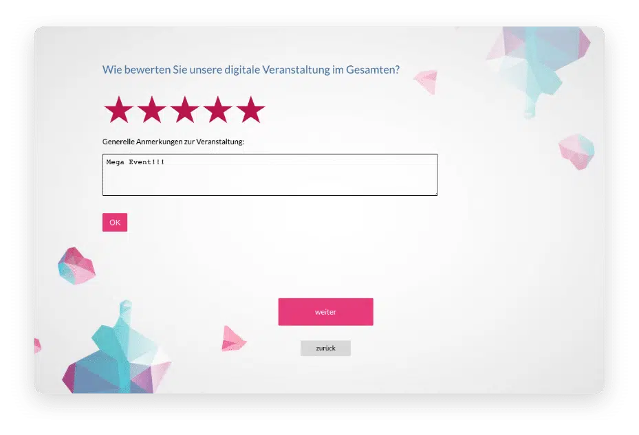 Umfrage Feedback zur Online-Veranstaltung