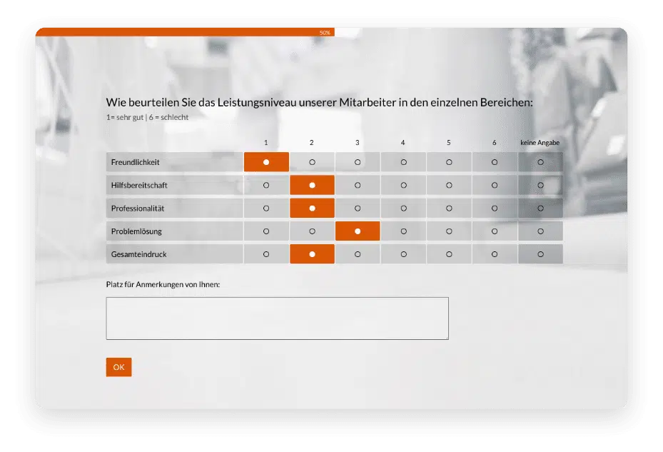 Umfrage zur Messung der Kundenzufriedenheit