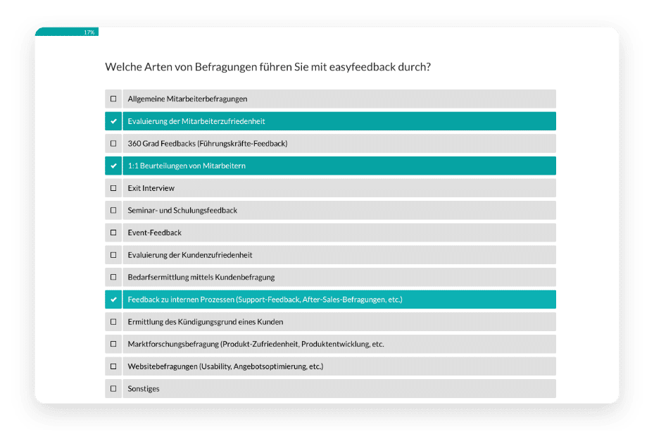 Umfrage zur Optimierung von Produkten