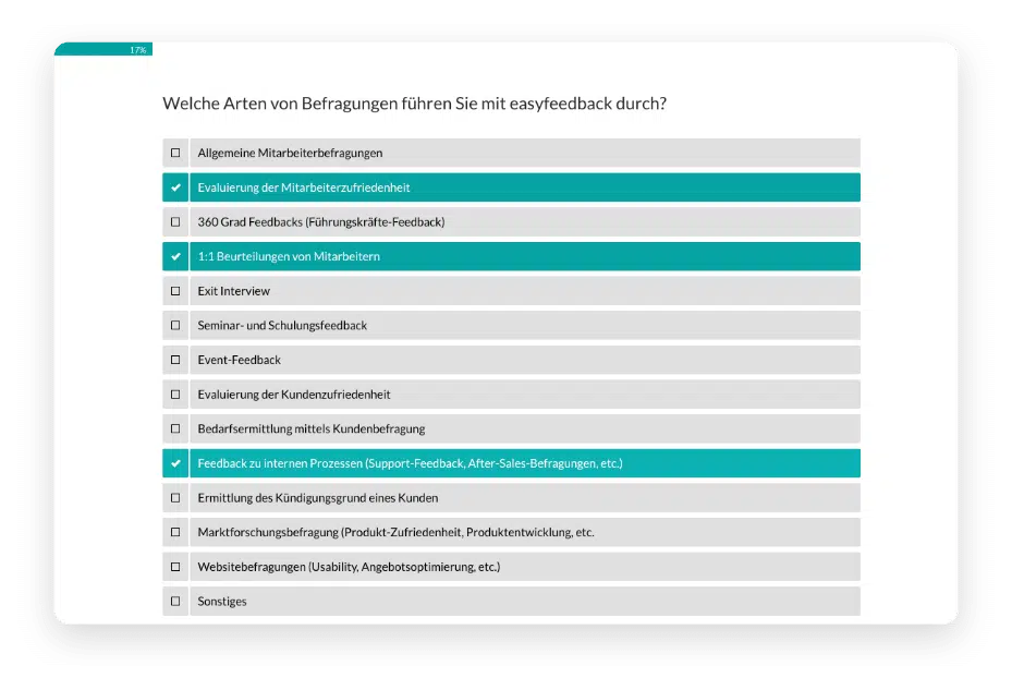 Umfrage zur Optimierung von Produkten