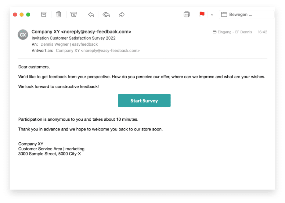 Short invitation to the survey - to the point