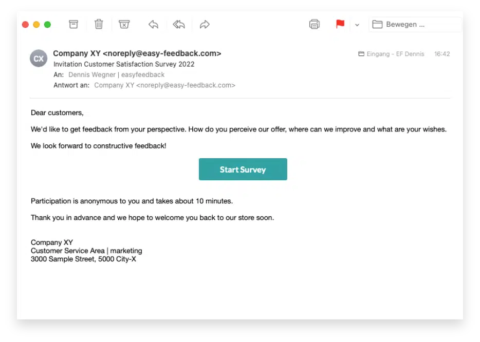 Short invitation to the survey - to the point