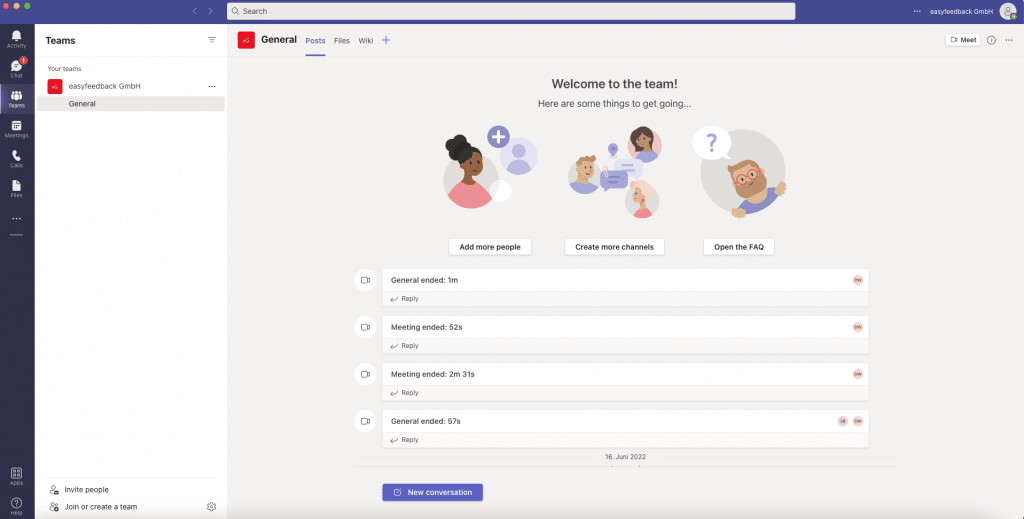 Create new registration card in Microsoft Teams