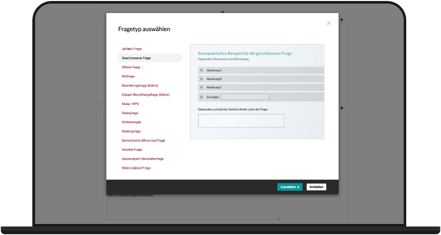 Fragetyp auswählen