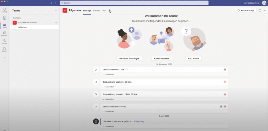 Neue Registrierkarte in Microsoft Teams erstellen