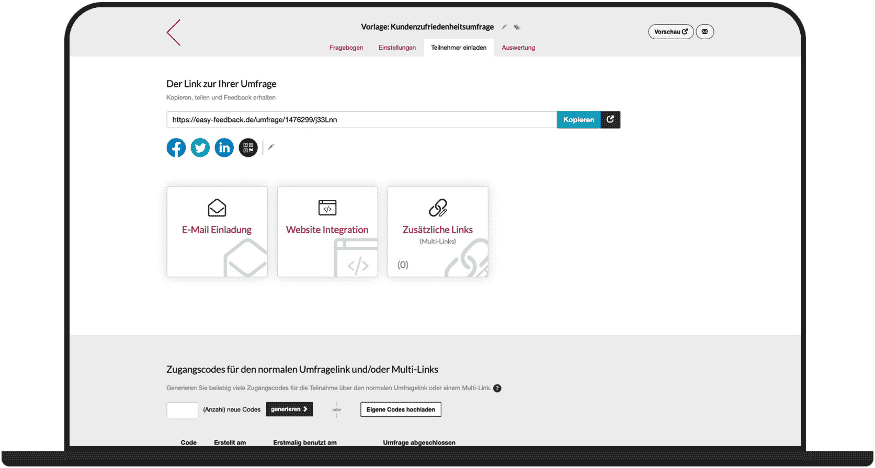 Umfrageteilnehmer einladen