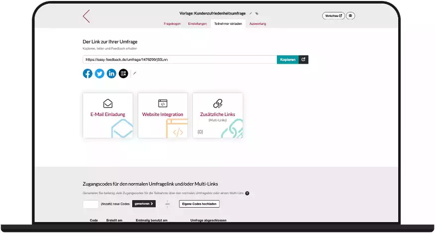 Umfrageteilnehmer einladen