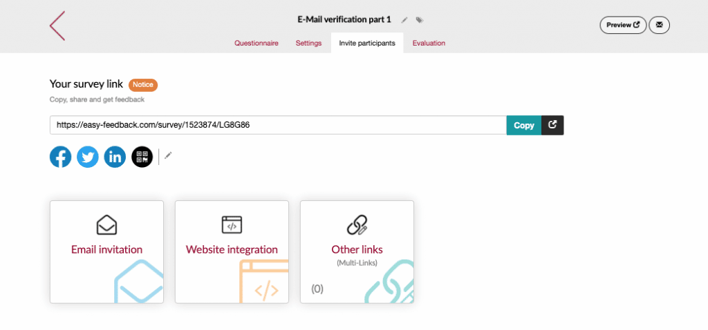 Email Verification Survey Link Main Survey