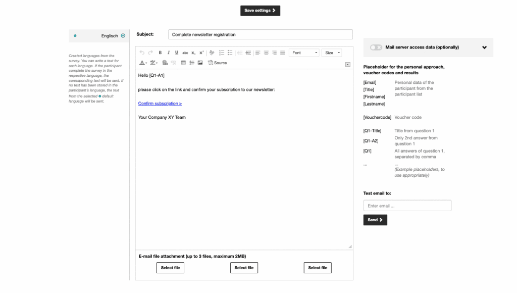 Fill email text in automatic email reply with code
