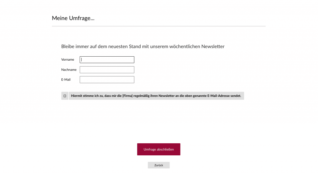 Hauptumfrage für das E-Mail-Verifizierungsverfahren