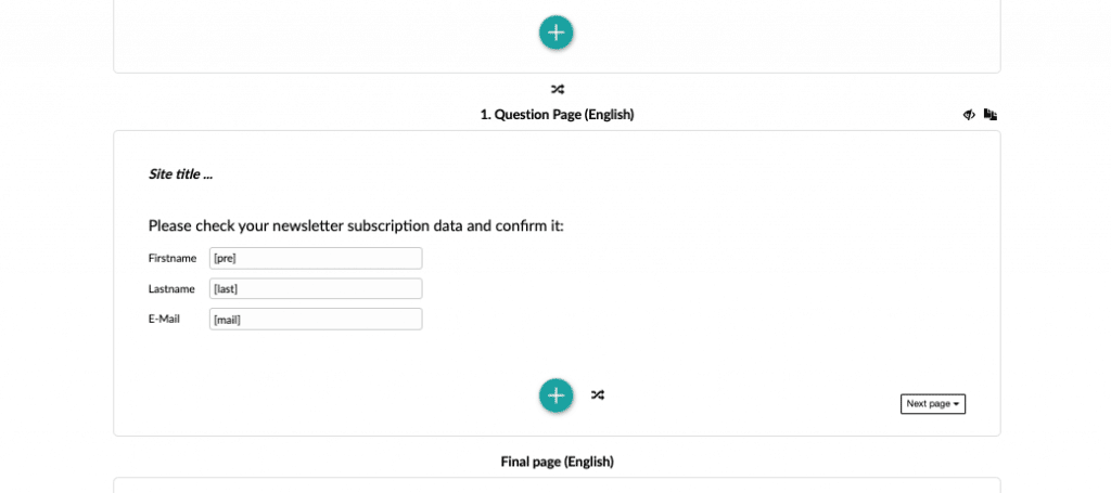 Include placeholder in email verification survey