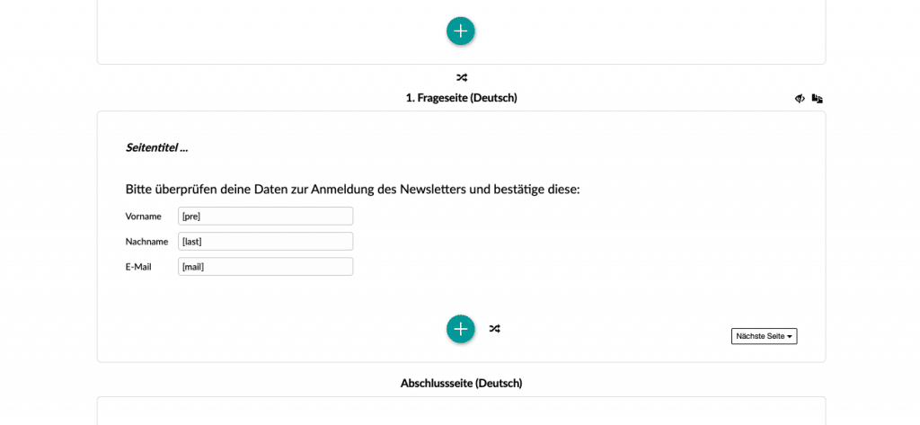 Platzhalter in der E-Mail-Verifizerungsumfrage einbinden