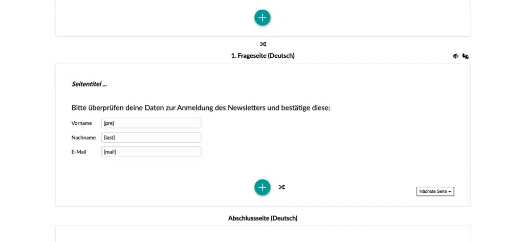 Platzhalter in der E-Mail-Verifizerungsumfrage einbinden