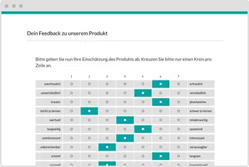 UEQ User Experience Umfrage Vorlage