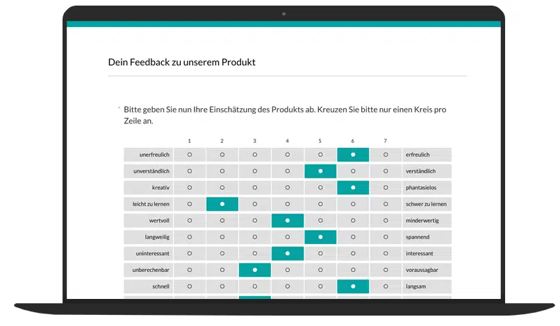 Umfrage Vorlage User Experience Questionnaire
