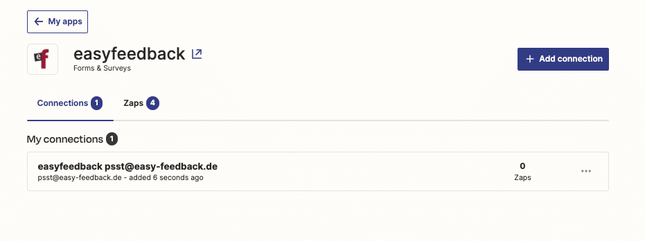 4. easyfeedback is linked to Zapier