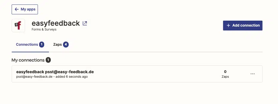 4. easyfeedback ist mit Zapier verknüpft