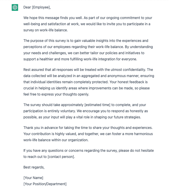 Creation of an introduction text for the welcome page by ChatGPT