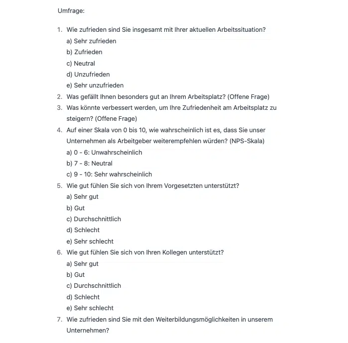 Erstellung einer kompletten Umfrage durch ChatGPT 2