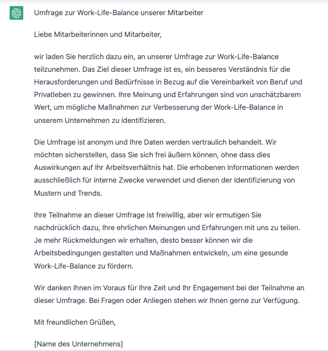 Erstellung eines Einleitungstextes für die Begrüßungsseite durch ChatGPT