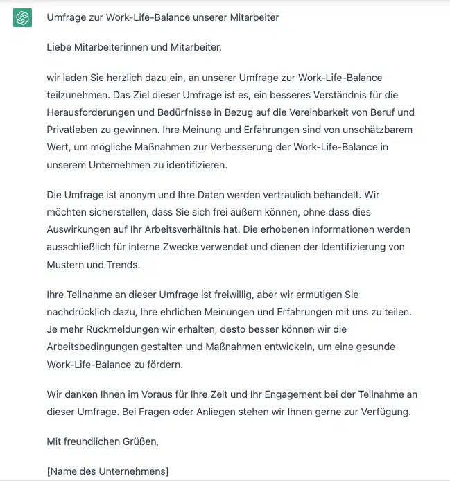 Erstellung eines Einleitungstextes für die Begrüßungsseite durch ChatGPT