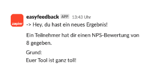 Ergebnisse der Slack Integration
