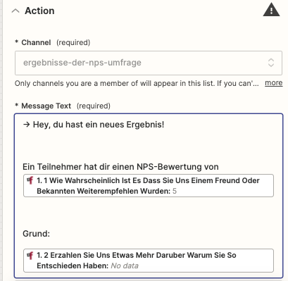 Message Text mit Datenfelder befüllen