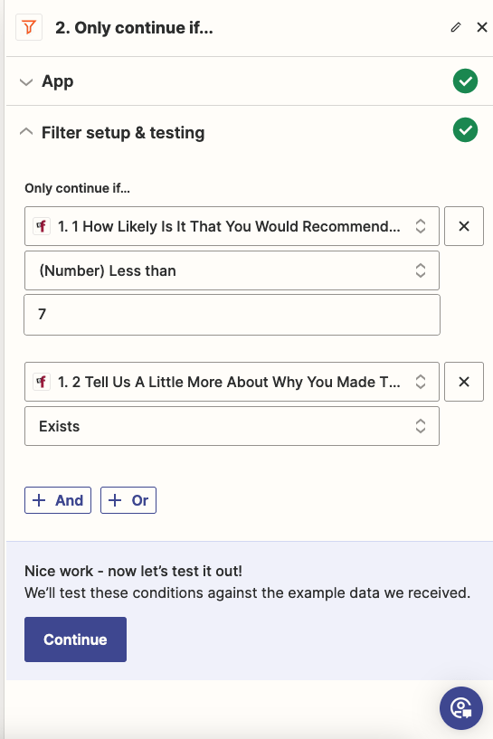 Set the conditions of the Zaps for Slack