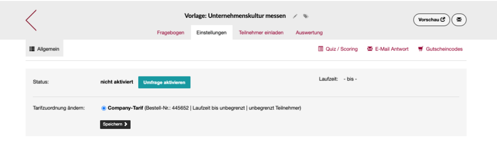Umfrage Vorlage Unternehmenskultur aktivieren