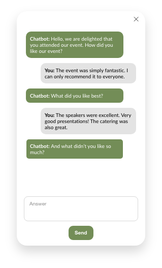 Chat surveys for events