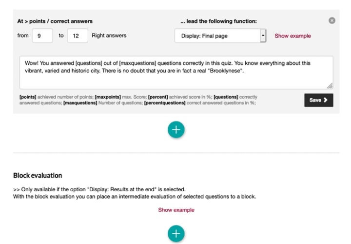 Create quiz with redirections