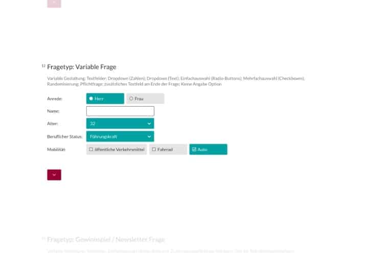 Fragetyp Variable Frage