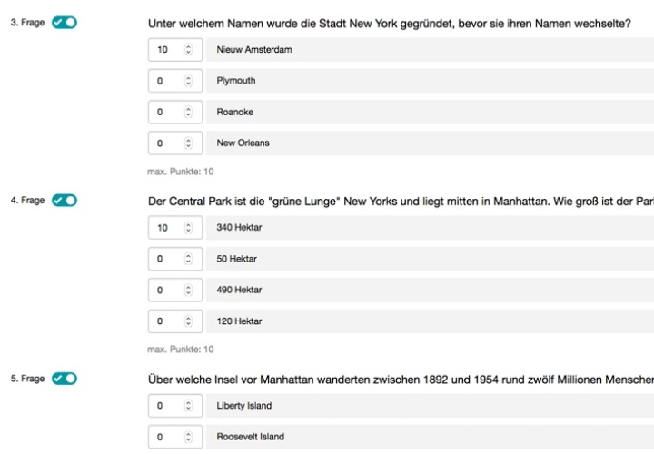 Quiz mit Punktesystem erstellen