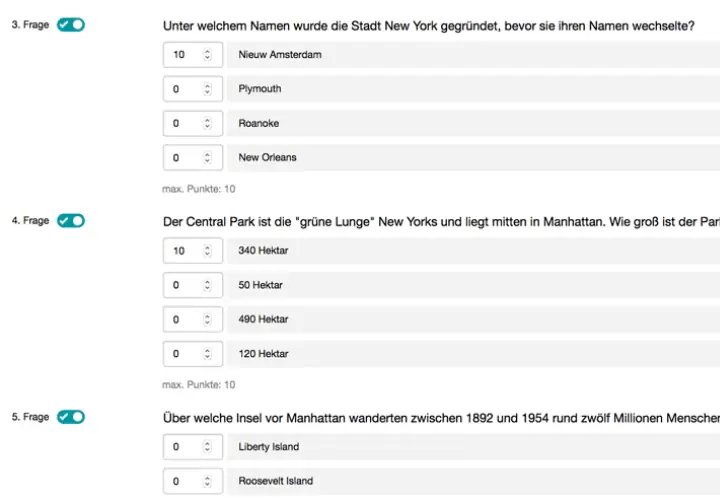 Quiz mit Punktesystem erstellen