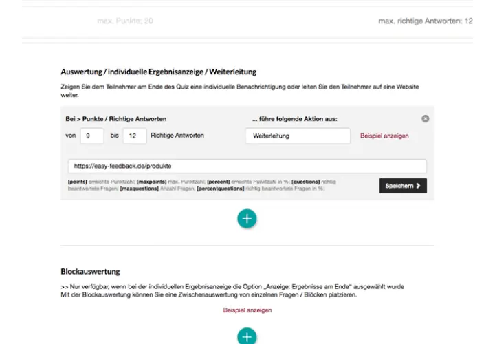 Quiz mit Weiterleitung erstellen
