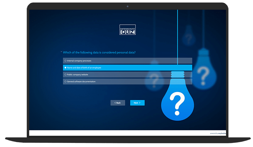 Survey Template Data Protection Quiz