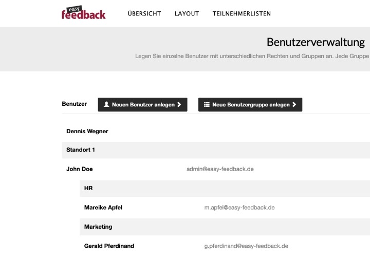 Umfragetool Benutzerverwaltung