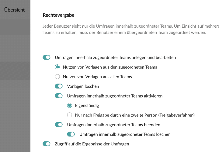 Umfragetool - Rechtevergabe
