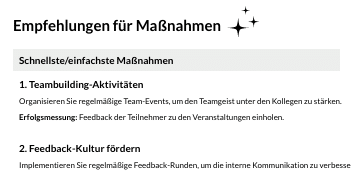 Empfehlungen für Massnahmen
