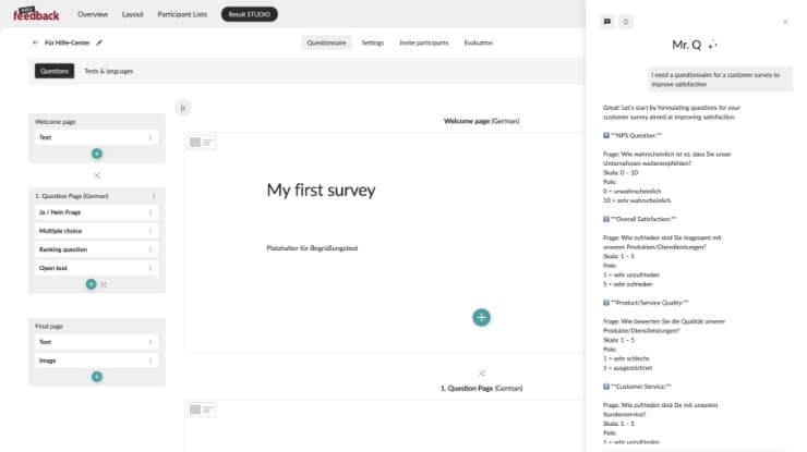 Add questions or create them using AI